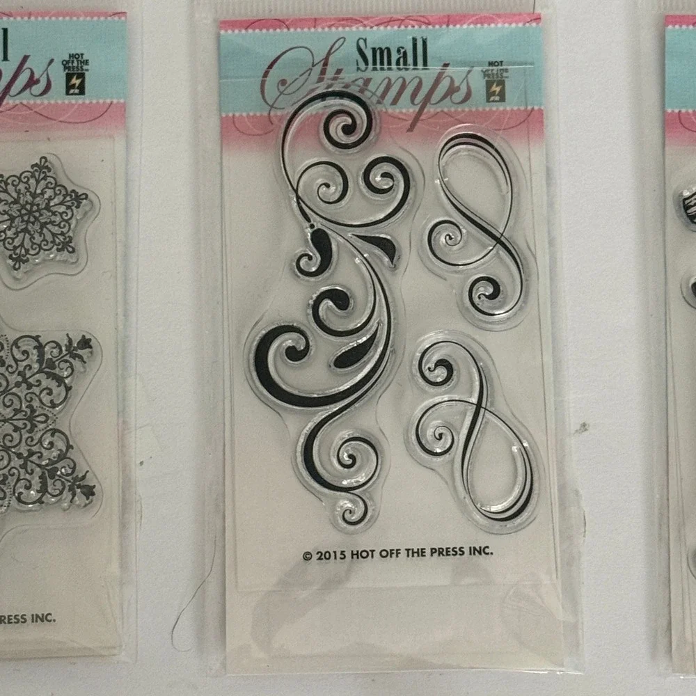 Lot of 7 Hot Off The Press Small Stamps Clear Acrylic Rubber Craft Scrapbook